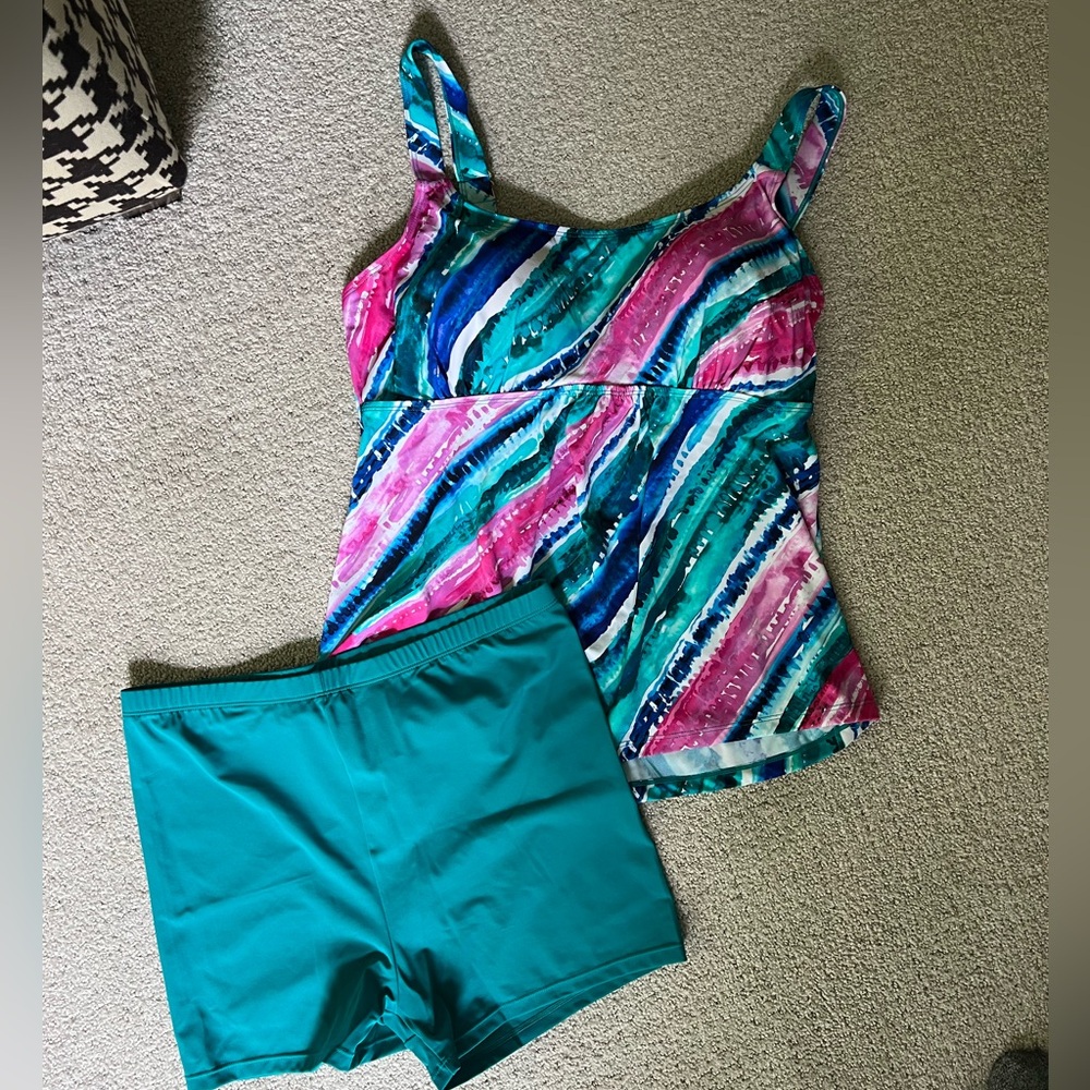 NWT Kim Gravel x Swimsuits For All Tankini Set w/ Bike Shorts Size: 12